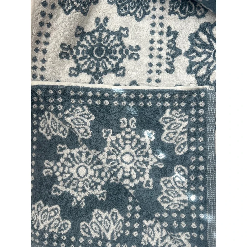 Wrangler 4 pc Blue White‎ Floral Bandana Quick Dry Bath Towel/Hand Towel Set